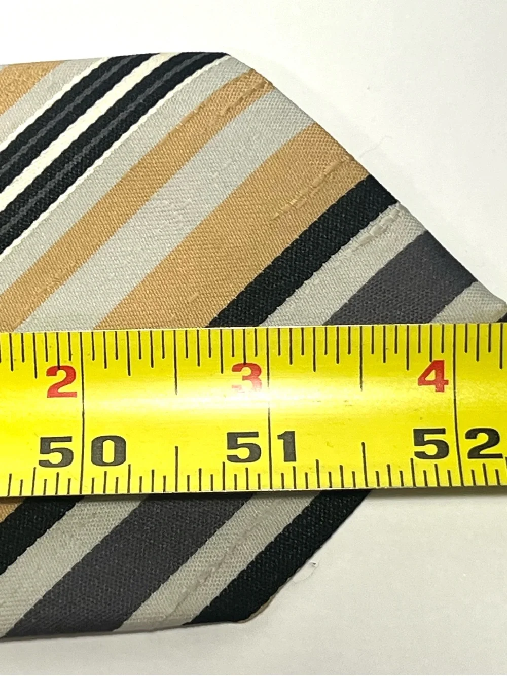 Vintage Velducci Stripped Necktie Beige Gray Black Polyester Men’s Tie